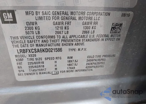 2019 Buick Envision Fwd Essence from USA, damaged, VIN LRBFXCSA6KD021586